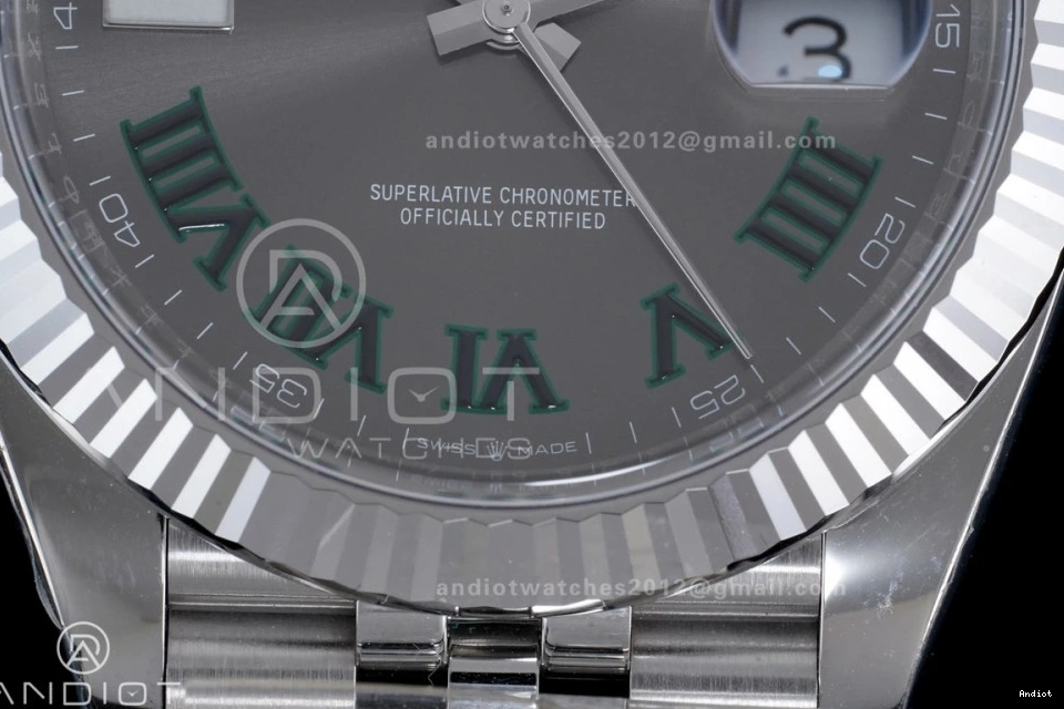Green 1:1 Edition 904L Datejust Best SS on Gray Bracelet Dial 41 Clean Roman SS SH3235 Steel 0511